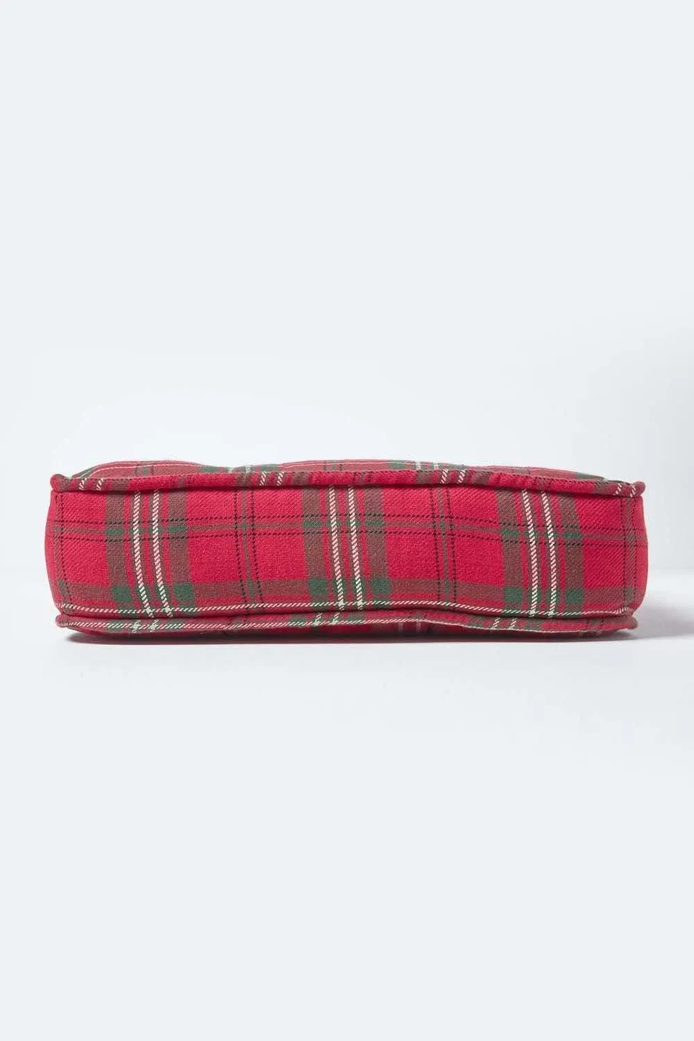 Homescapes Edward Tartan Cotton Dining Chair Booster Cushion in Red 5