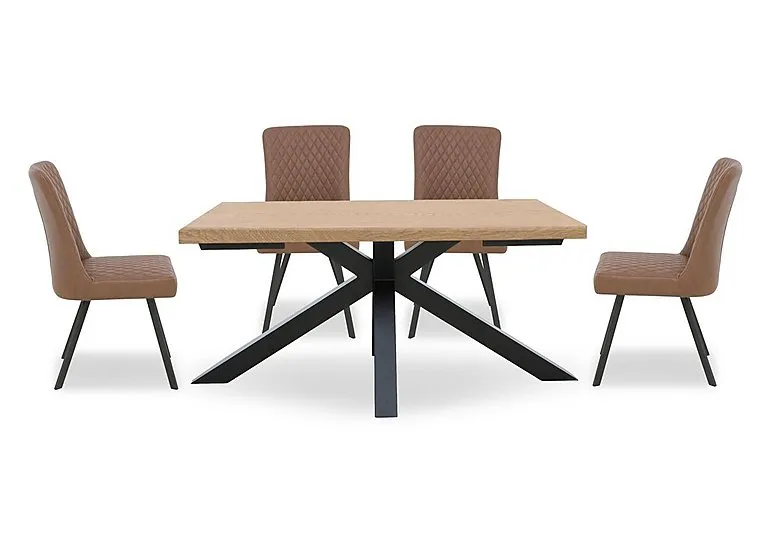 Earth Star Base Dining Table and 4 Chairs - 140-cm