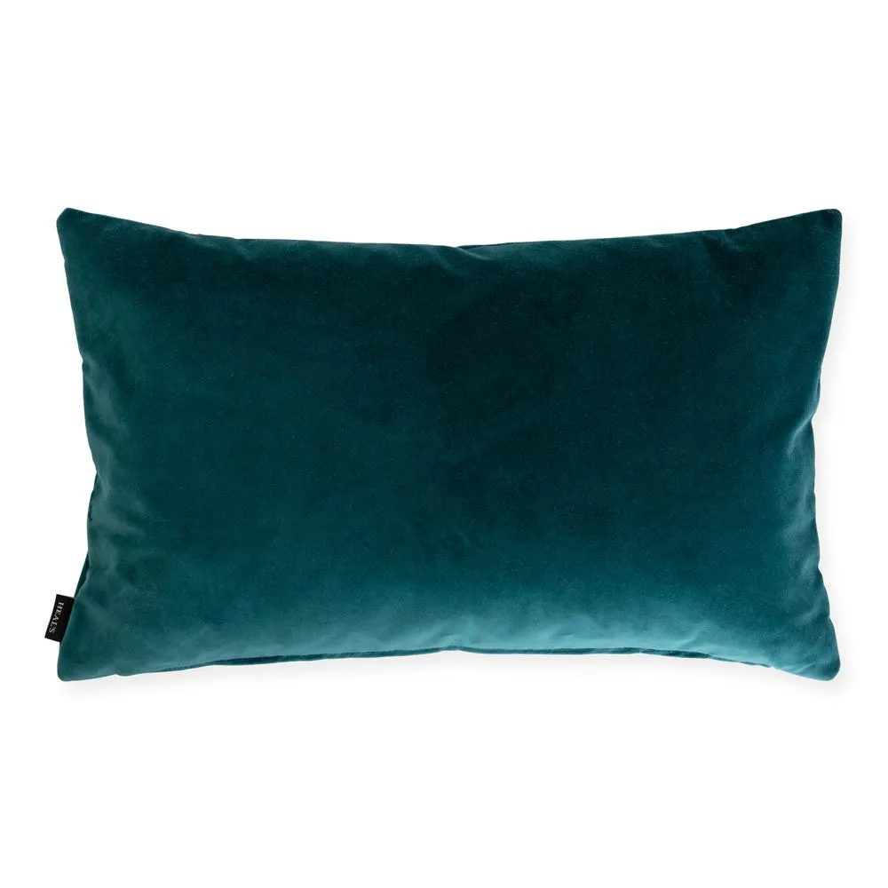 Heal's Velvet Cushion Teal 35 x 55cm 2