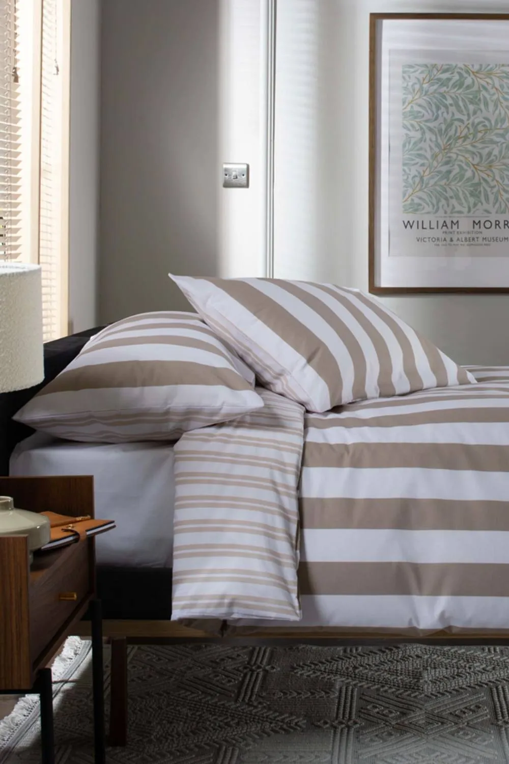 Deyongs High Point Stripe Easy Care Duvet Set in Natural 2