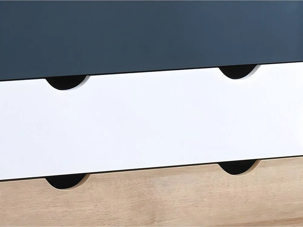 Vente-unique 6 - Drawer Chest - Colours: Natural, White & Navy Blue - LURVIA 6
