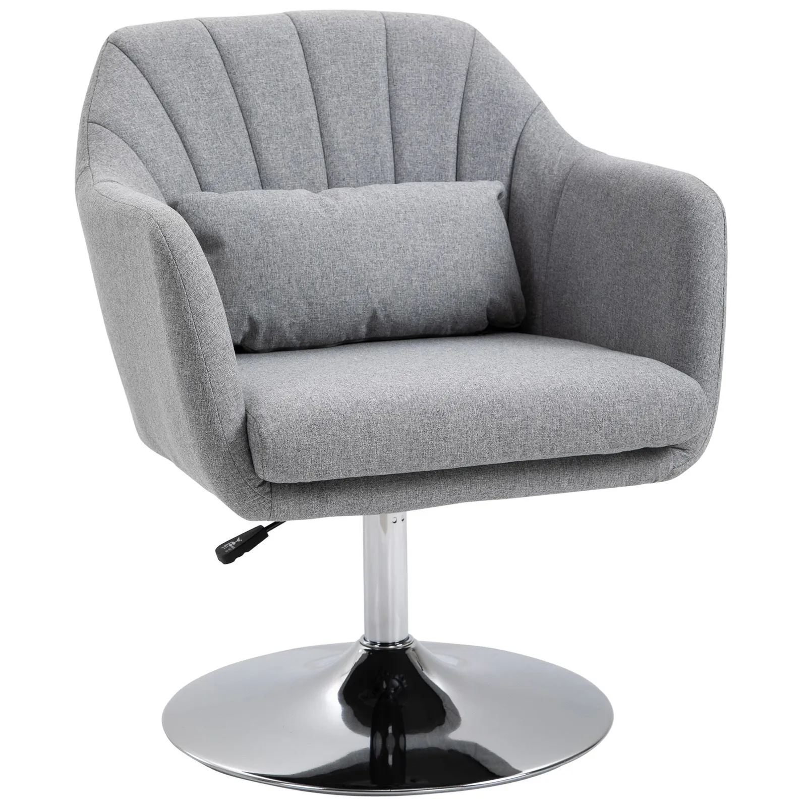 HOMCOM Stylish Retro Linen Swivel Tub Chair Steel Frame Cushion Seat in Light Grey 2