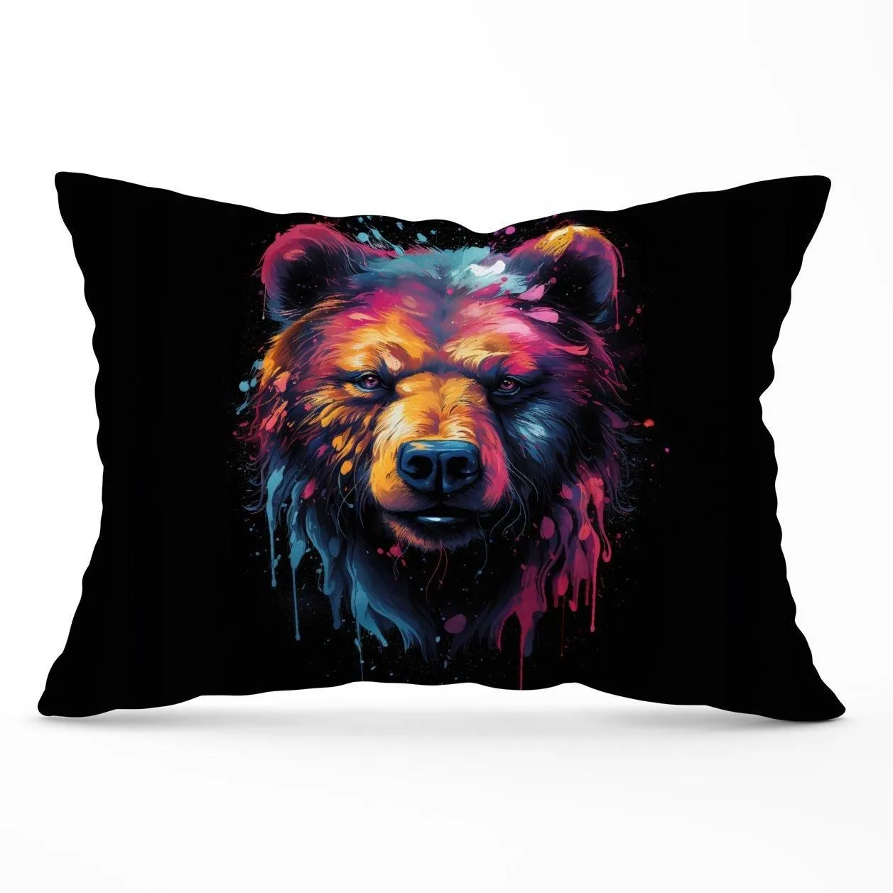 Warren Reed - Designer Splashart Bear Face Cushions in Brown