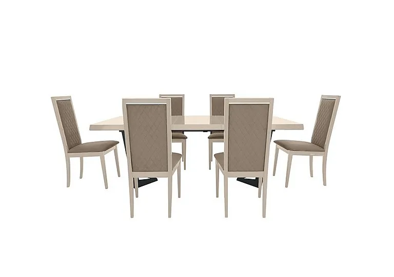 Palazzo 200cm Extending Dining Table in Sand Birch with 6 Rombi Chairs - Aquos Taupe