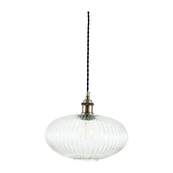Abigail Oval Ribbed Glass Pendant Light 4