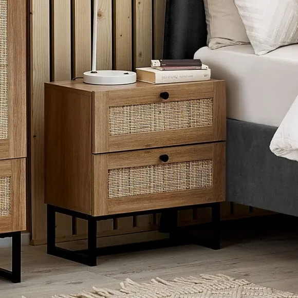 Hollis 2 Drawer Bedside Table, Oak