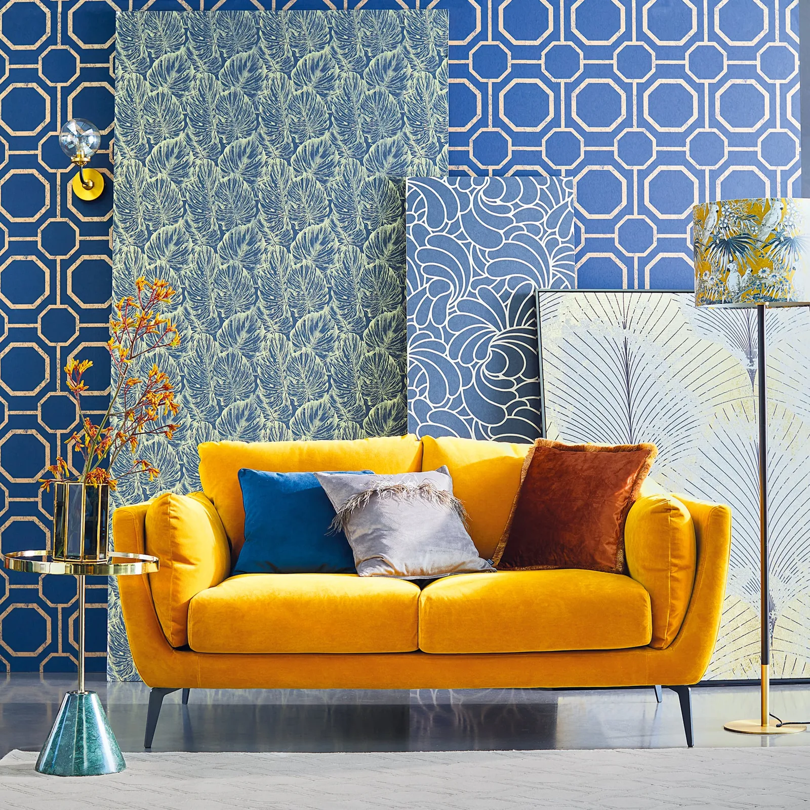 Boone 2 Seater Sofa, Yellow Fabric | Barker & Stonehouse 2