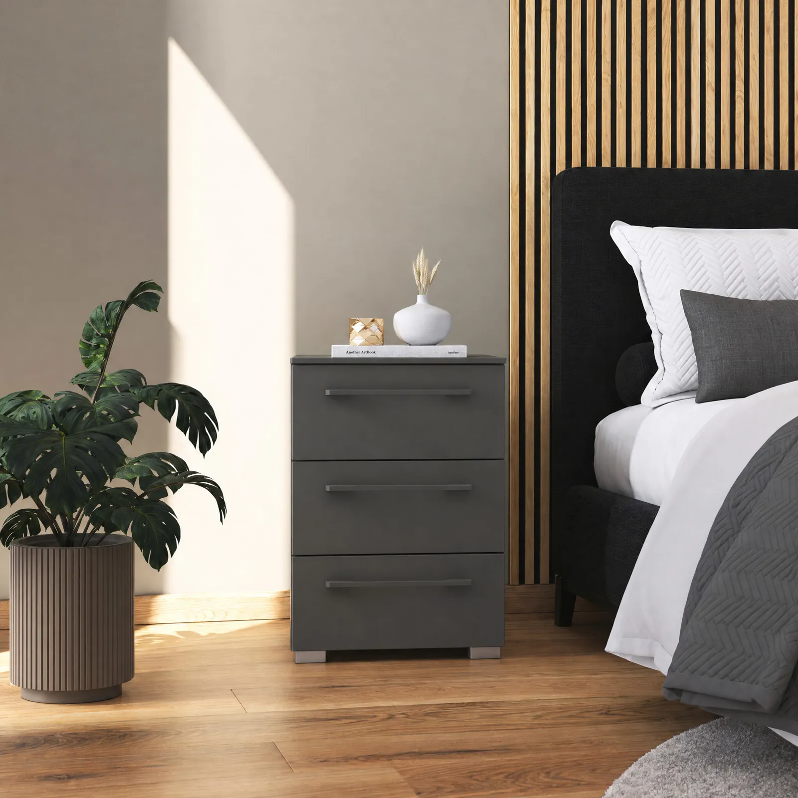 Arvada 3 Drawer Bedside 40X61X42Cm Table Wood | Barker & Stonehouse 2