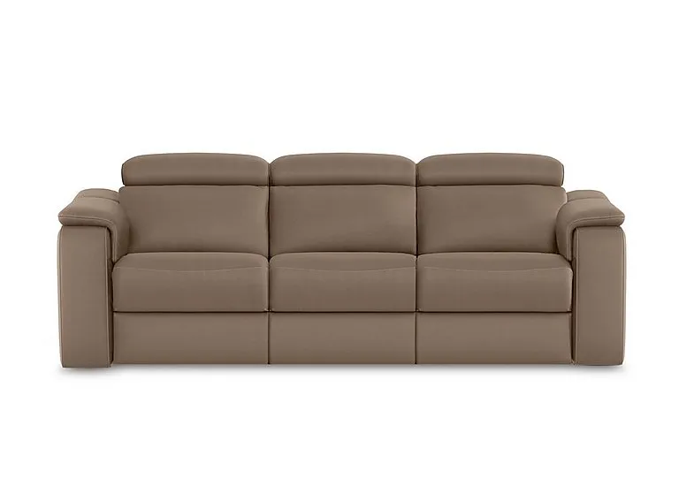 Canto 3 Seater 3 Cushion Leather Recliner Sofa with Headrests and Power Lumbar - Torello Taupe