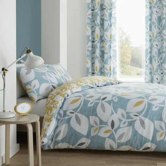 Catherine Lansfield Inga Leaf Polycotton Duvet Cover & Pillowcase Set 1