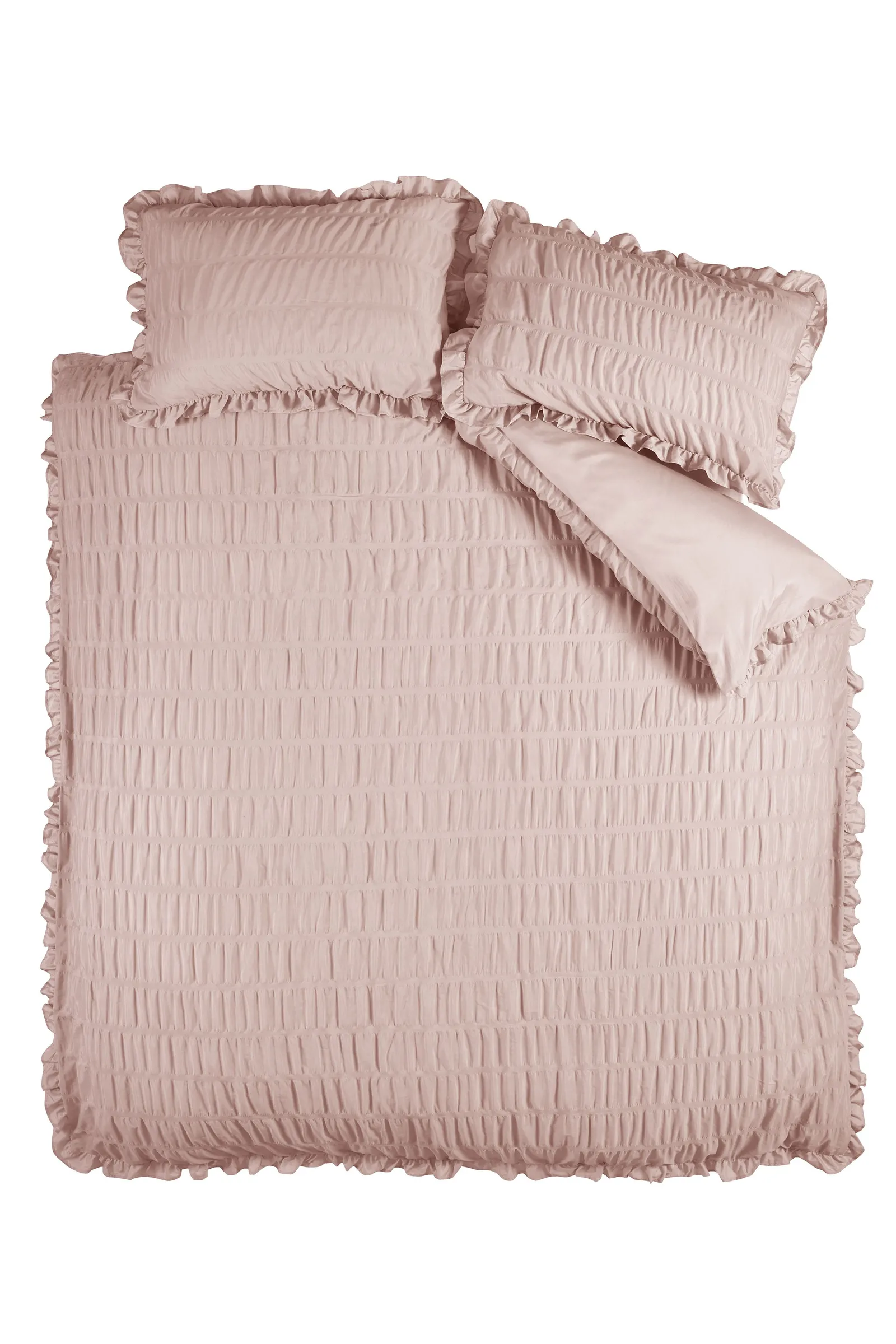Catherine Lansfield 'Seersucker Frill' Duvet Cover Set in Pink 4