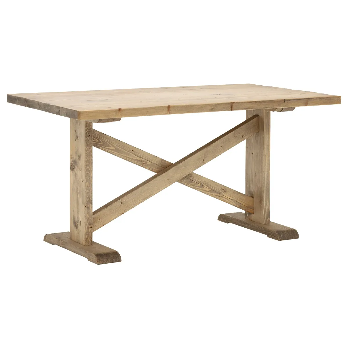Newsham Reclaimed Wood Dining Table, Grey Waxed Finish