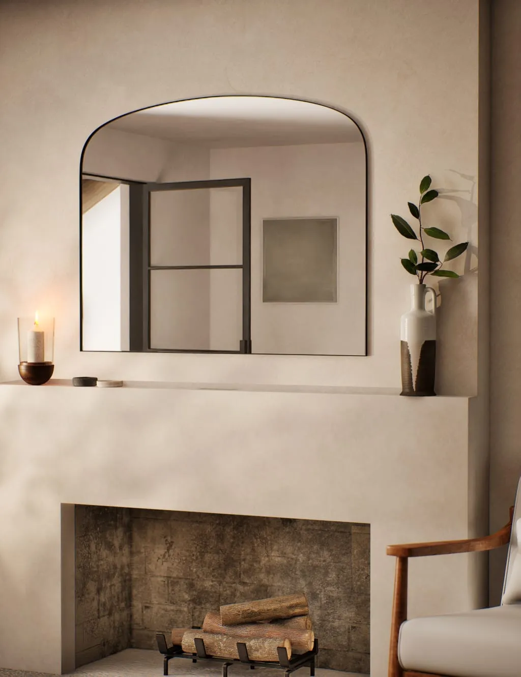 M&S Milan Over Mantel Mirror Black
