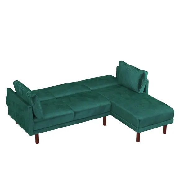 Clair Velvet Sprung Seat Corner Chaise Double Sofa Bed 4