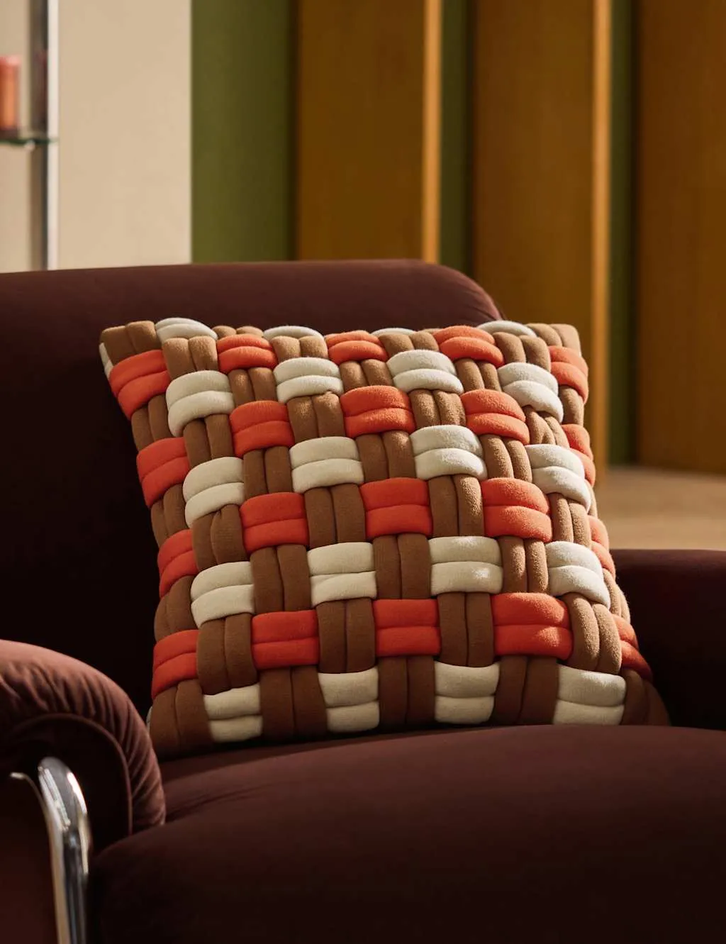 MADE Pure Cotton Morven Cushion Camel Mix