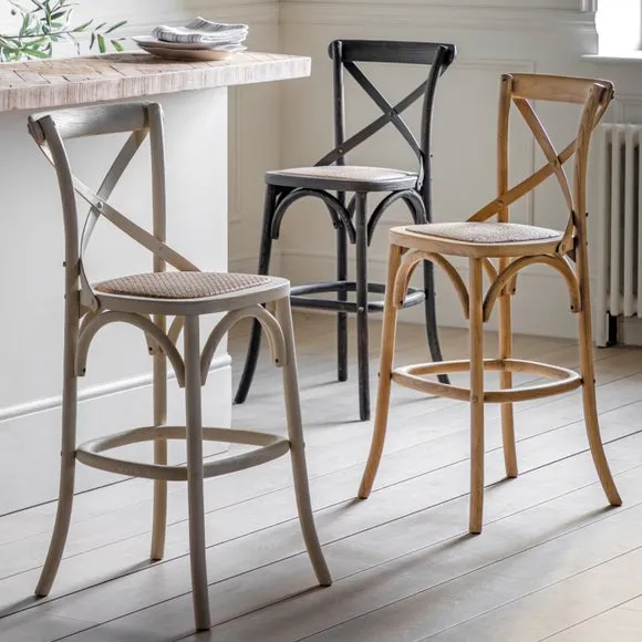 Cannock Set of 2 Bar Stools, Rattan 2