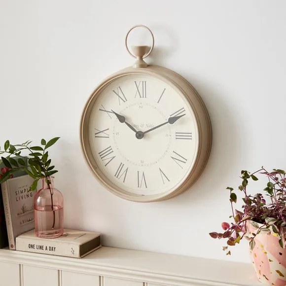 Cream Vintage Pocket Watch Indoor Outdoor Wall Clock 2