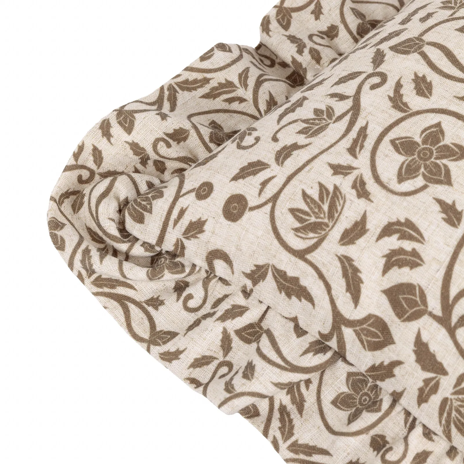 Paoletti Linen Filigree Printed Ruffle Cushion in Olive 5