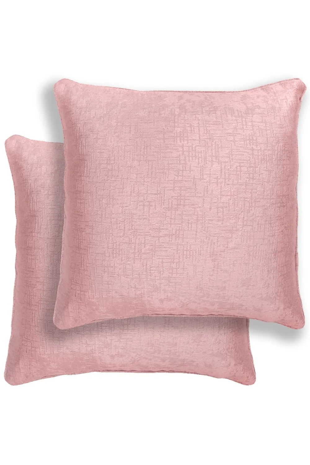 Enhanced Living Pair of Vogue Textured Double Sided Zip Opening Piped Edge Cushion Covers - 43x43cm - Cases Only in Pink