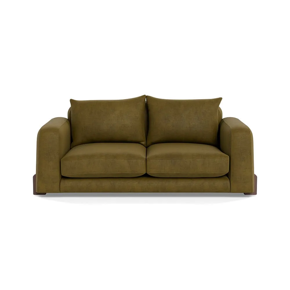 Heal's Nuvola 3 Seater Sofa Smart Luxe Velvet Peridot Walnut Stained Oak Feet 2