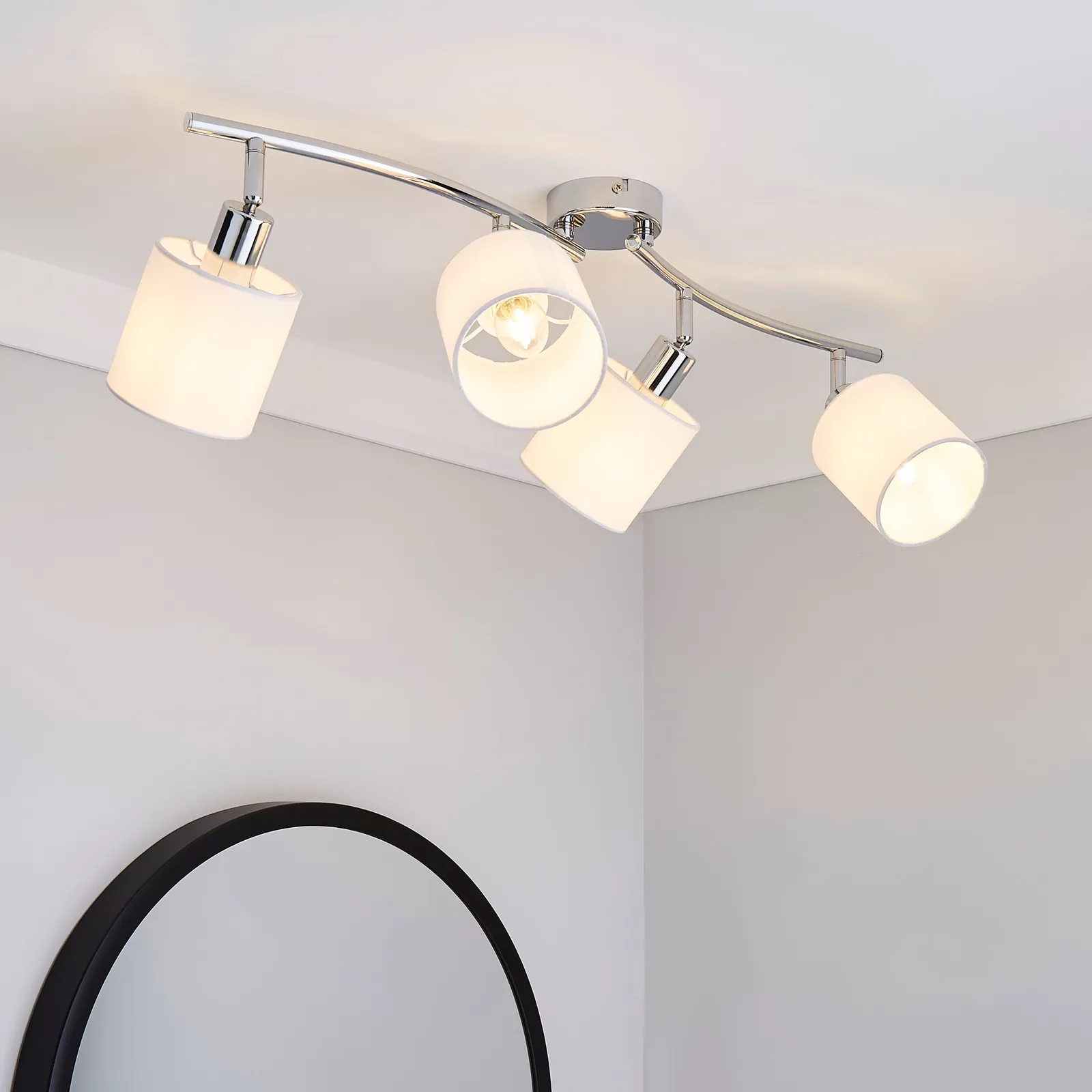 Elva 4 Light White Spotlight Bar Silver
