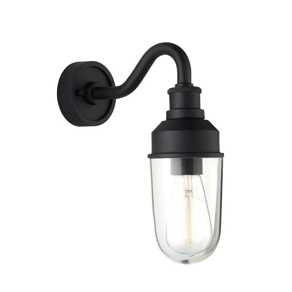 Netlighting Monza Outdoor Wall Lantern Matt Black Clear Glass