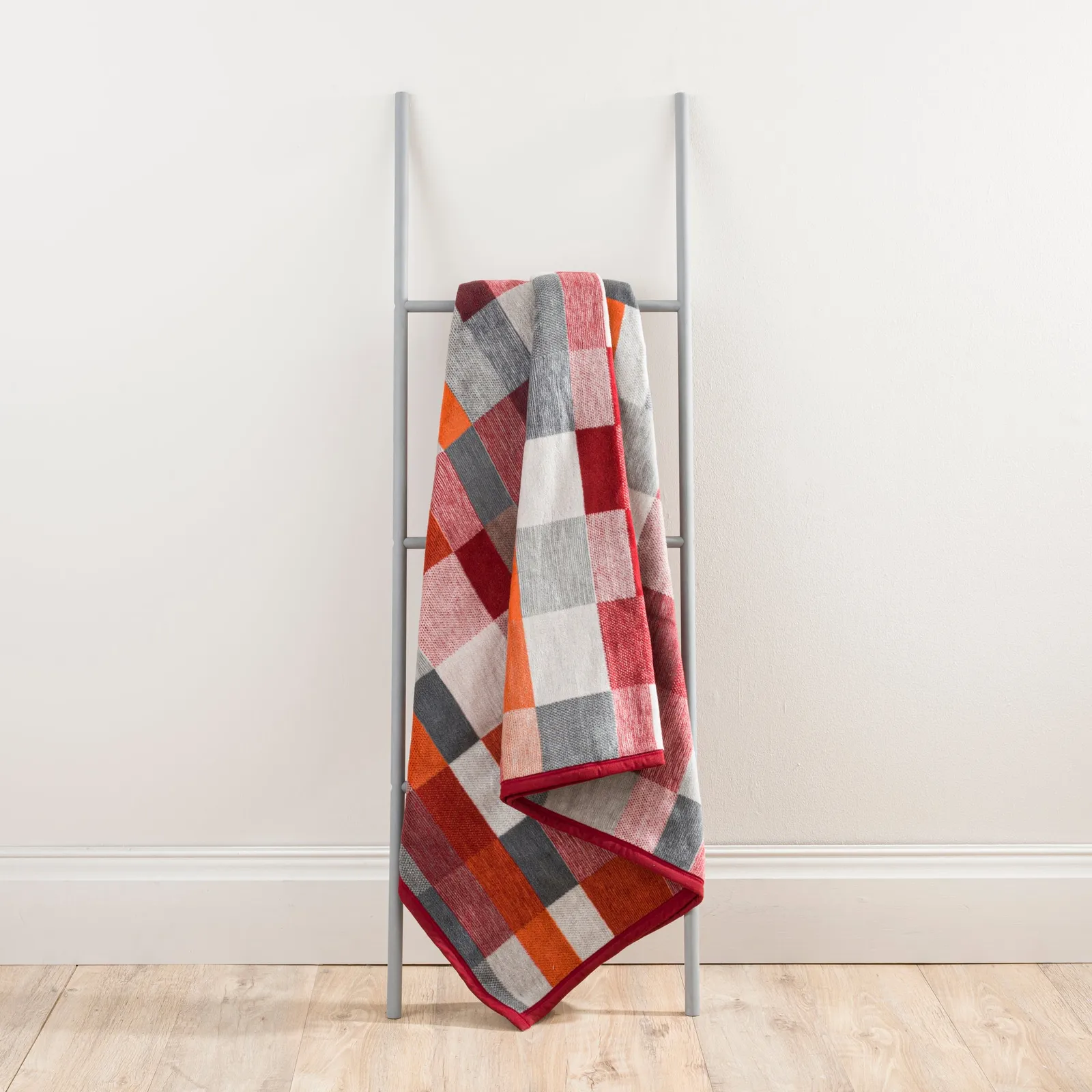 Thermosoft Orange Geometric Blanket Orange, Red and Grey