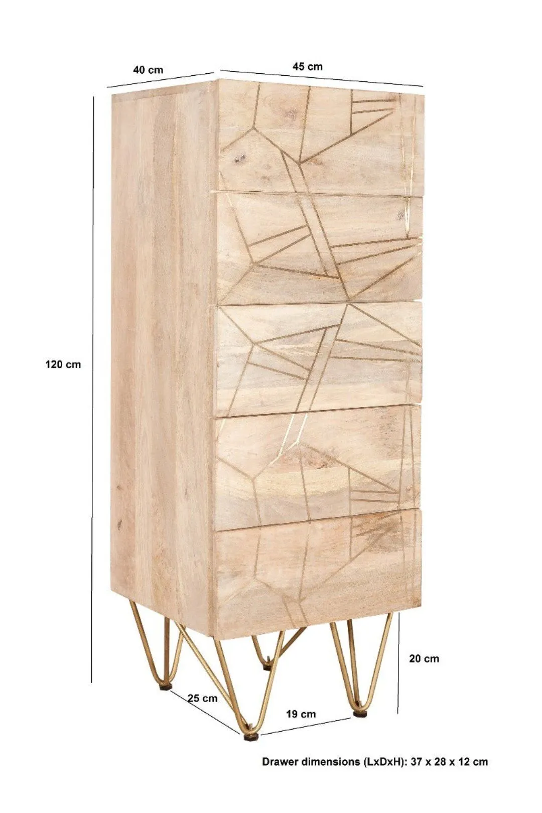 IH Design Tall Chest of drawers Deiondre Light Mango in Brown 5