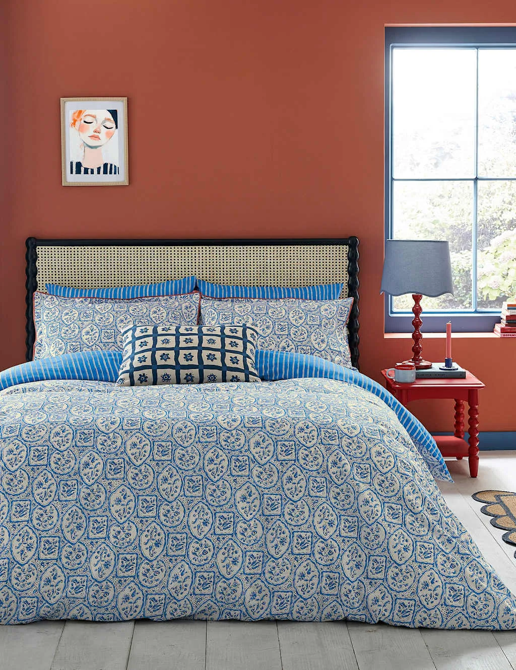 LAND & SHORE Pure Cotton Portrait Bedding Set Blue Mix