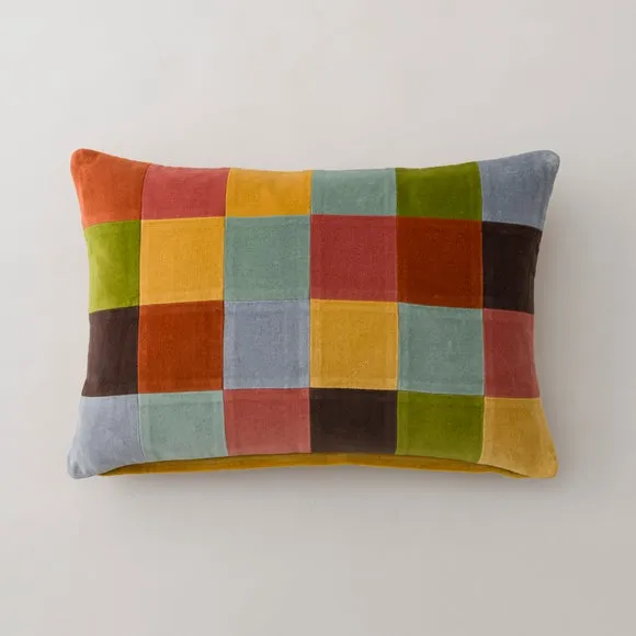 Clara Patchwork Velvet Rectangle Cushion 2