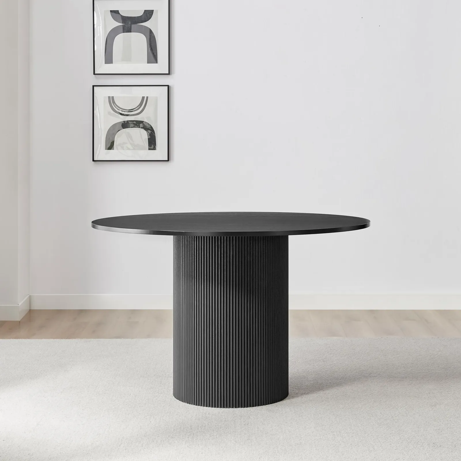 FurnitureboxUK Penrose Black Round Dining Table & 4 Beaumont Chairs in Grey 4