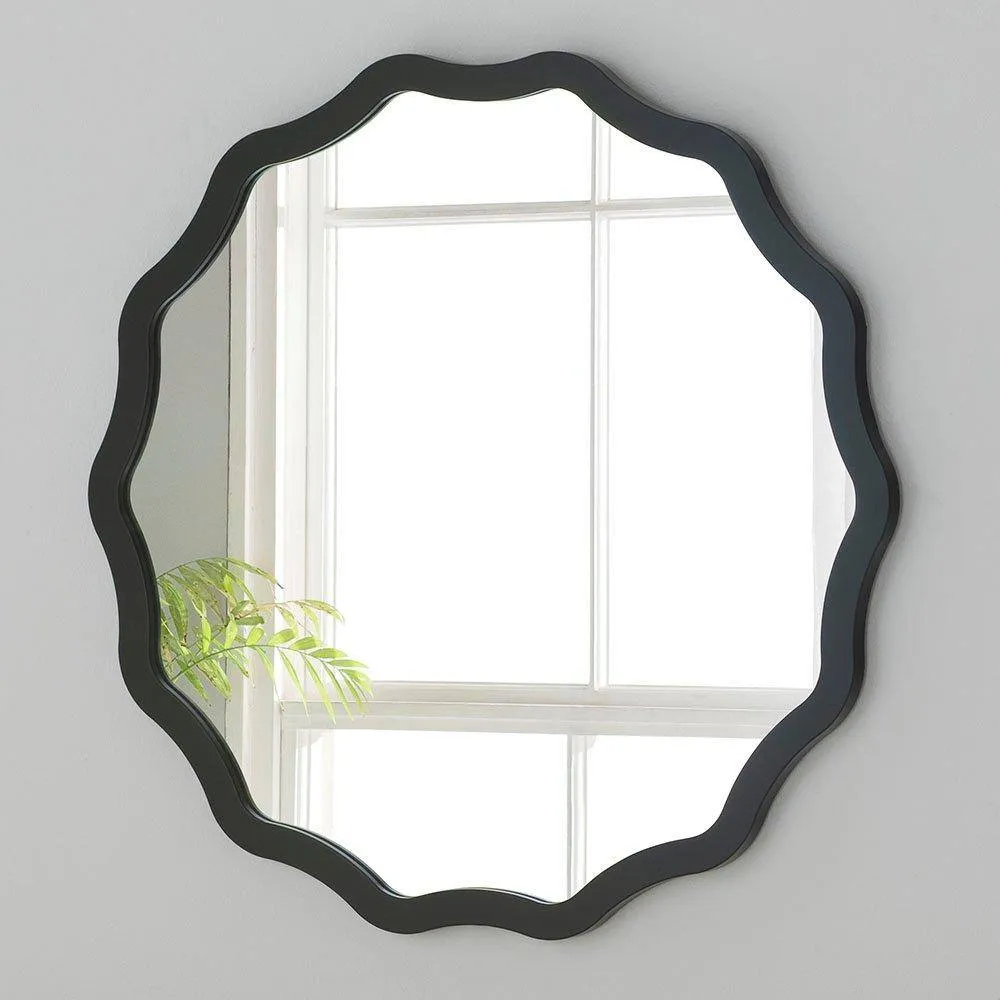 Yearn Mirrors Black Ripple Framed Circular Wall Mirror 120x120cm
