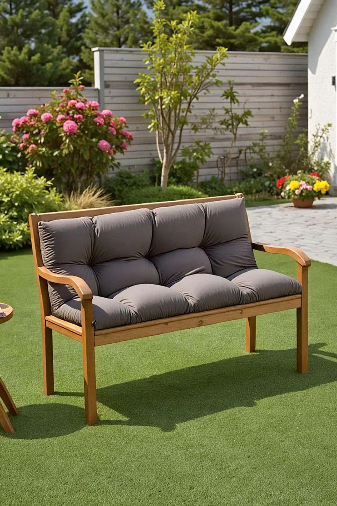 Living and Home 120x80cm Dark Grey Outdoor Bench Cushion Cotton Seat Pad for Garden Sofa & Patio Bench