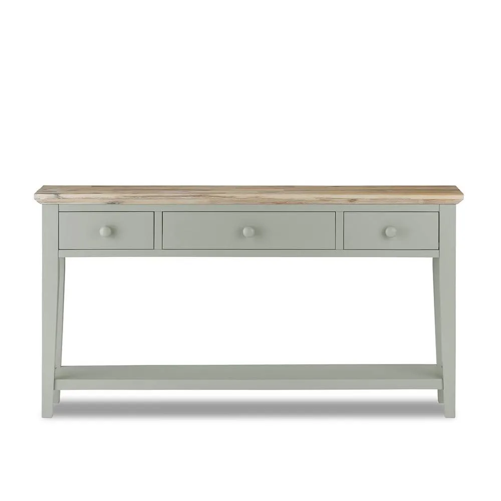 Statement Furniture Florence Large Console Table with 3 Drawers in Light Green 6