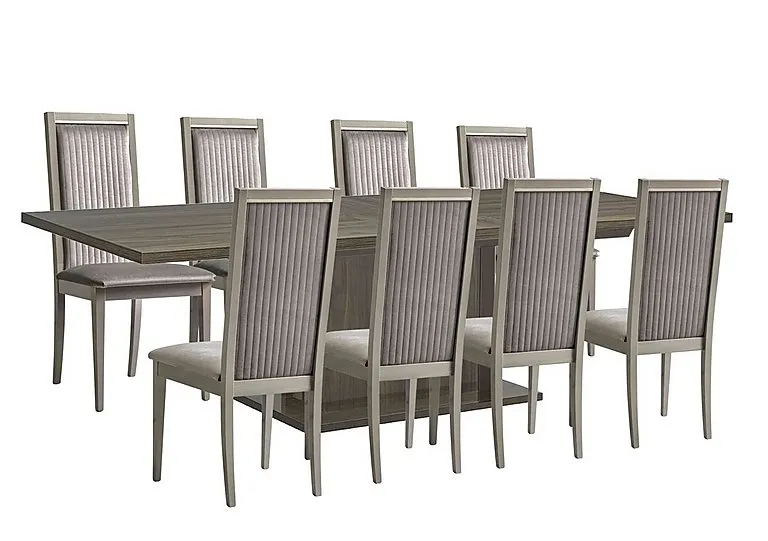 Venezia 200 cm Extending Dining Table and 8 Panelled Fabric Chairs Set - Grey