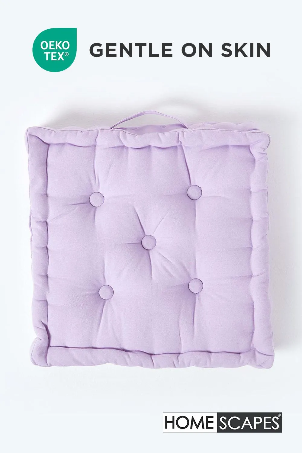 Homescapes Plain Cotton Floor Cushion in Mauve 3