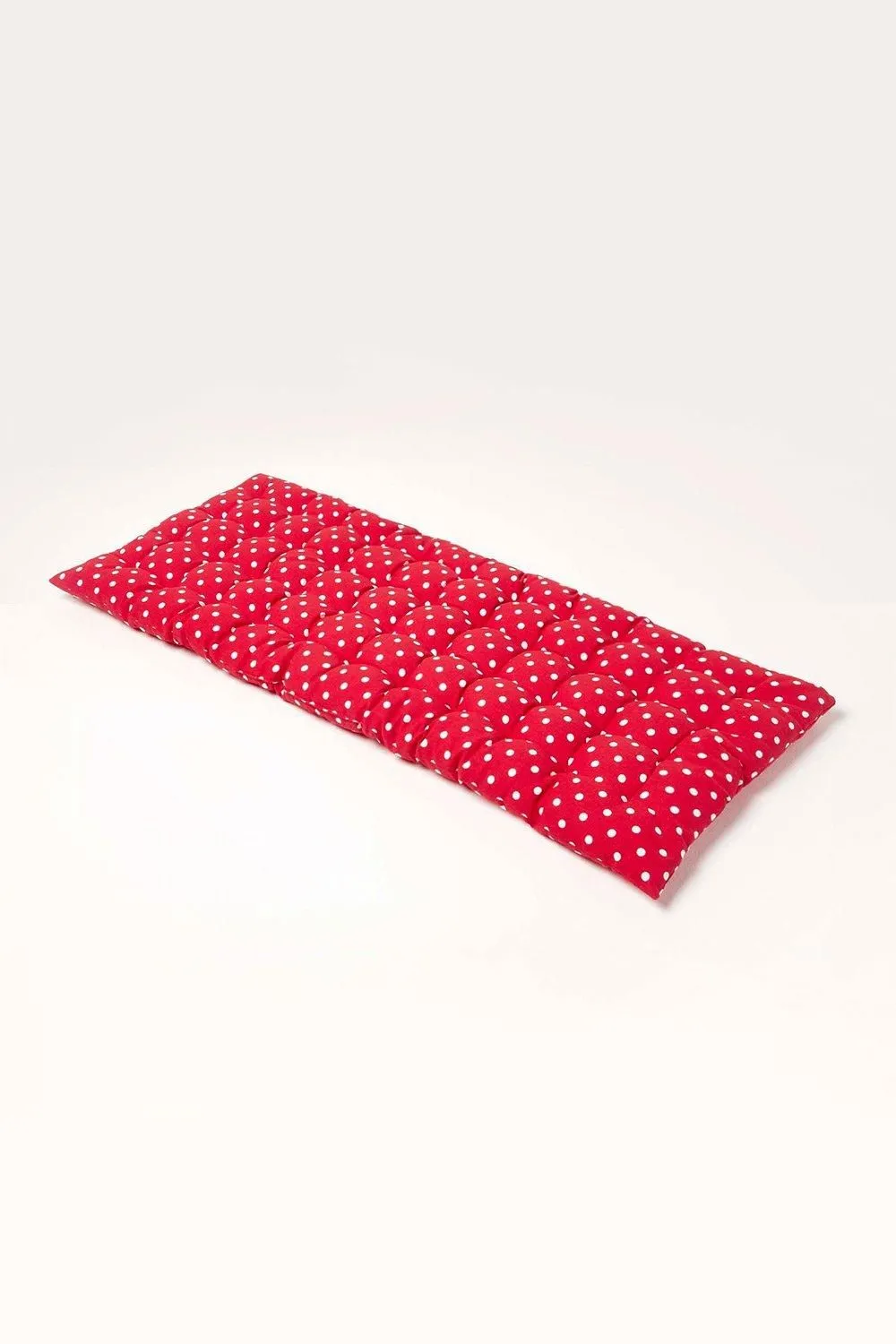 Homescapes Garden Bench Cushion Luxury 2 Seater Cotton Red Dots Indoor Outdoor Pad