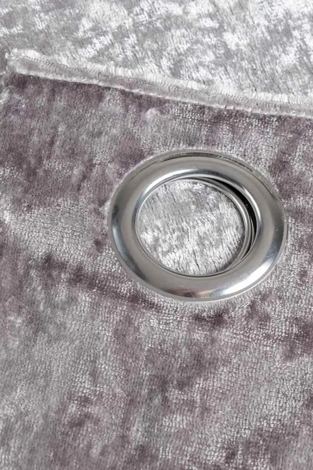 Homescapes Luxury Crushed Velvet Lined Eyelet Curtain Pair in Silver 3