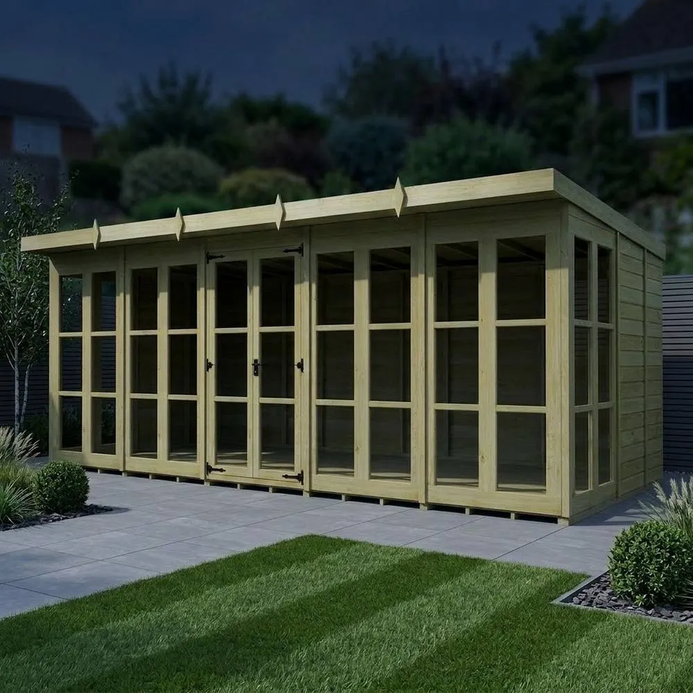Buttercup Farm 20ft x 9ft Georgian Pent Summer House - Pressure Treated Timber in Brown 3