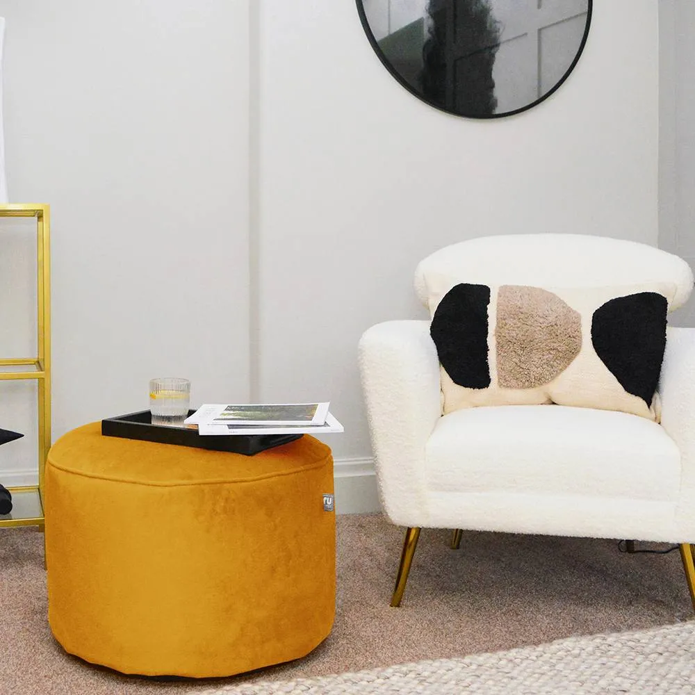 rucomfy Beanbags rucomfy Velvet Pouffe - Indoor Bean Bag Footstool in Mustard