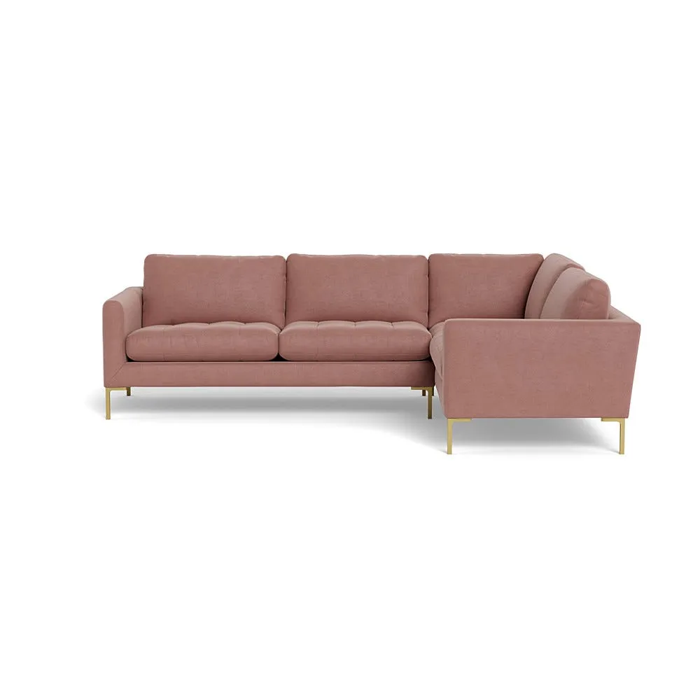 Heal's Eton Right Hand Facing Corner Sofa Smart Luxe Velvet Dusky Pink Brass Feet 1