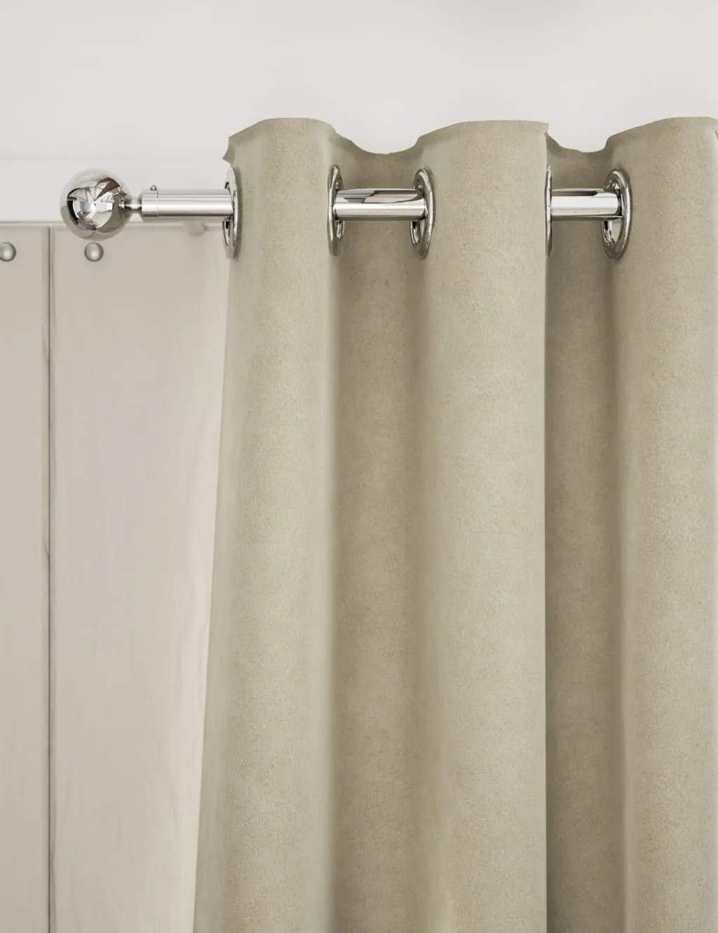 M&S Velvet Eyelet Curtains Neutral