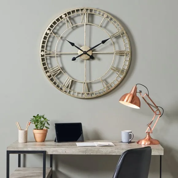 Antique Metal Skeleton Wall Clock 1