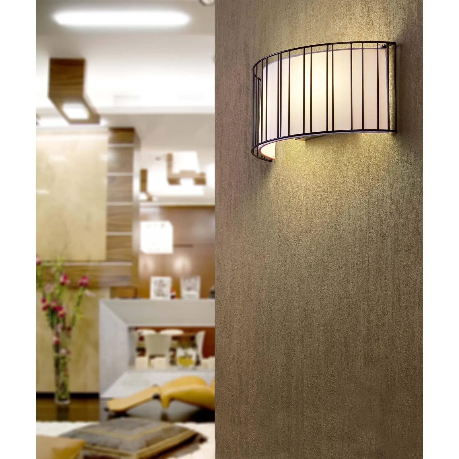 Netlighting Linda 2 Light Indoor Wall Light Black with White Shade E27 2