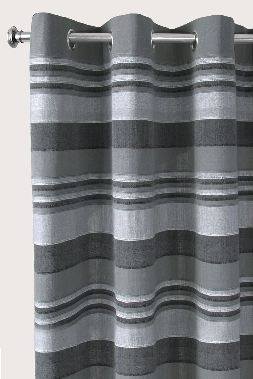 Homescapes Cotton Morocco Striped Curtain Pair in Grey 5
