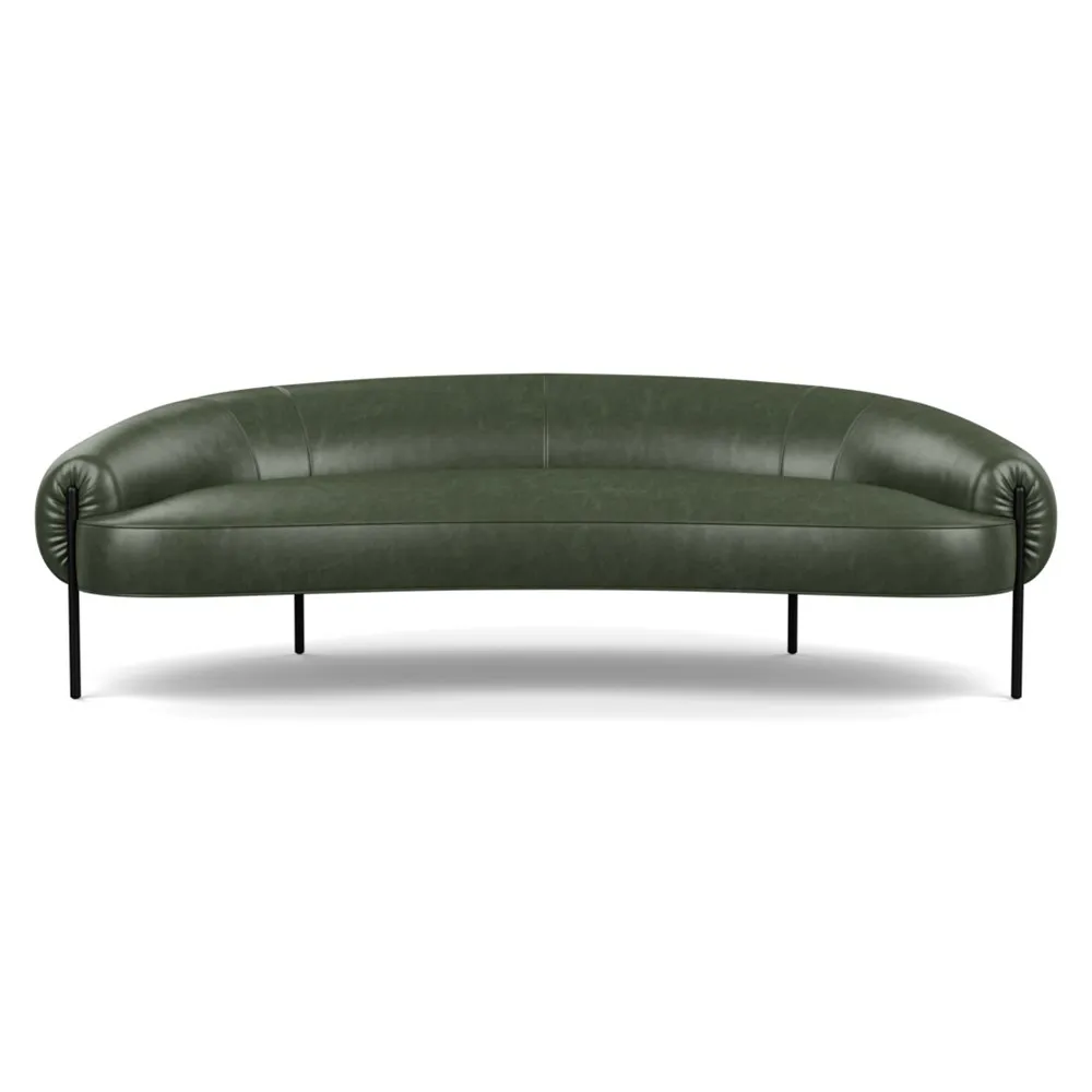 Heal's Isola 3 Seater Sofa Leather Stonewash Vintage Green 278 Black Feet 1