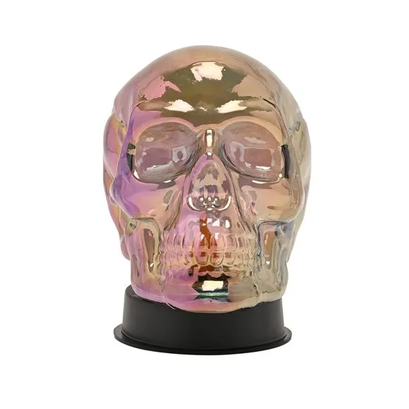 Hocus Pocus Irridescent Glass Skull With Neon Flickering Light 3