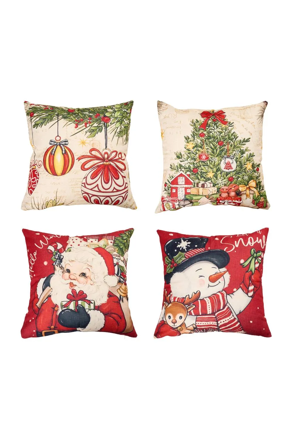Living and Home Christmas Themed Decorative Pillow Case with Festive Motifs