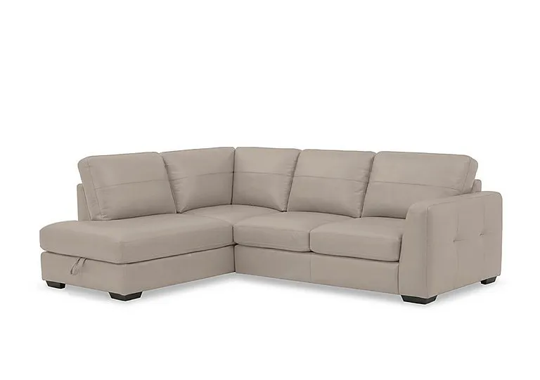 Dinky Leather Left Hand Facing Corner Sofa with Storage Chaise End - Oyster Cat - Sofas and Armchairs - In Time for Christmas
