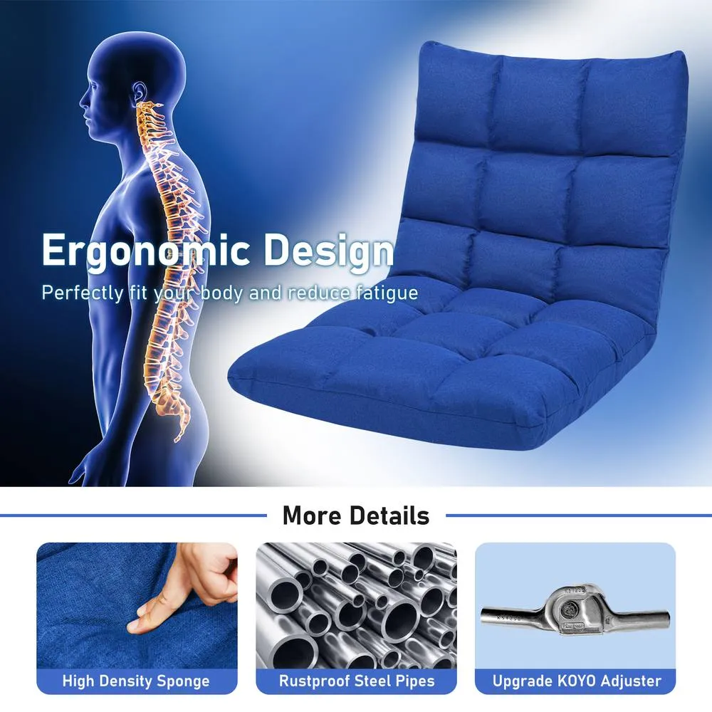 Costway 14-Position Adjustable Floor Chair Folding Video Gaming Sofa Chair in Blue 5